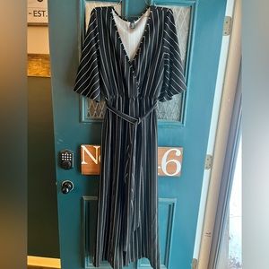 Black Pen Stripe Jumpsuit